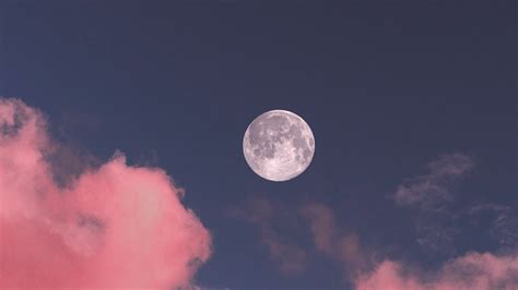 Download Wallpaper 2560x1440 Moon Clouds Pink Sky Full