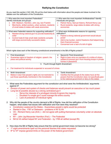Ratifying The Constitution Worksheet Answers Worksheet List