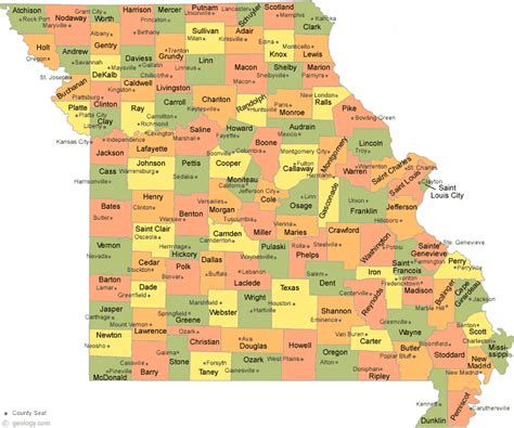 County Map Of Missouri With Cities Sada Wilona