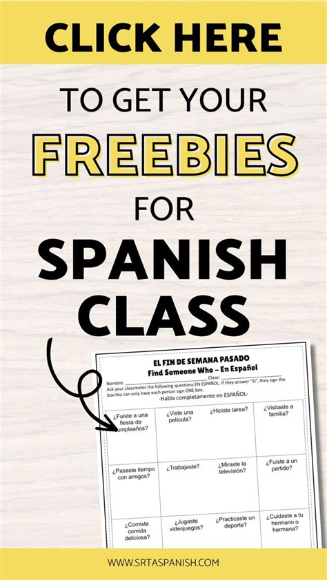 Free Activities For Spanish Class Srta Spanish Middle School Spanish Activities Spanish