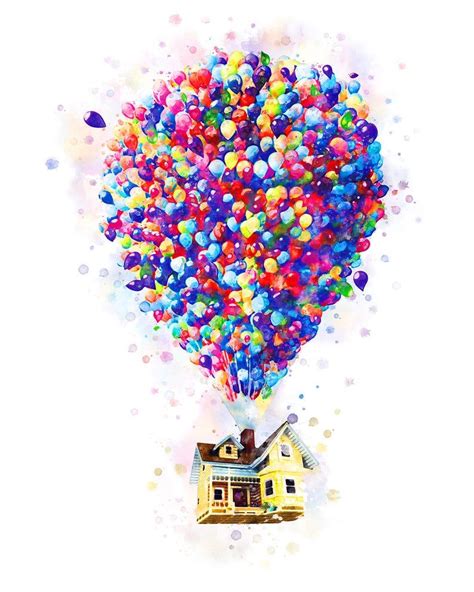 Balloon House Art Print Up Watercolor Disney Pixar Up Etsy Up Pixar