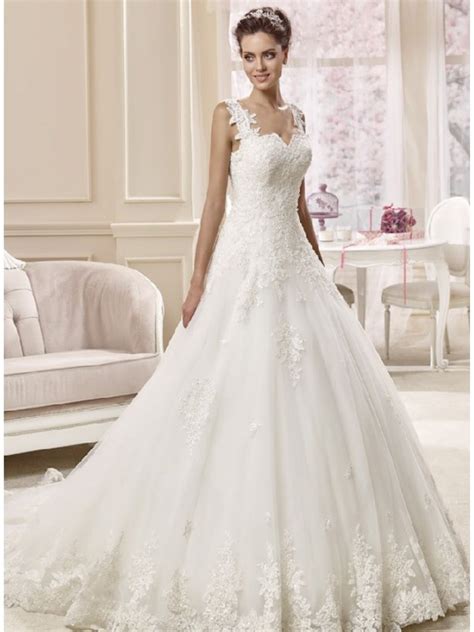 Visualizza tutti gli abiti da sposo >. Abito da Sposa A Line in pizzo con spalline ricamate e ...