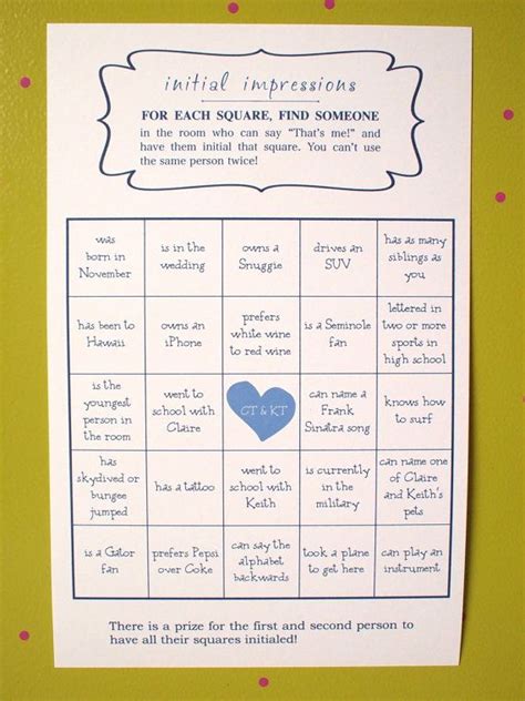 Large and small businesses alike host business dinners to bring together clients and colleagues, to celebrate the company's success, employee promotions or to finalize a business deal. Wedding BINGO Game - great ice breaker - Customized, super ...