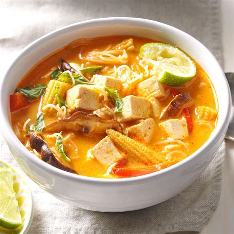 Soup curry (スープカレー) is a light curry flavored soup served with some type of meat, and a rainbow of roasted vegetables. Veggie Thai Curry Soup Recipe | Taste of Home