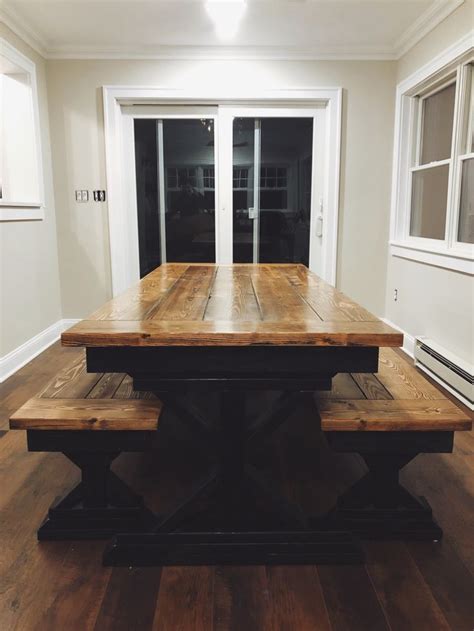 6 Farm Table With Minwax Dark Walnut Stain And Black Trestle Base