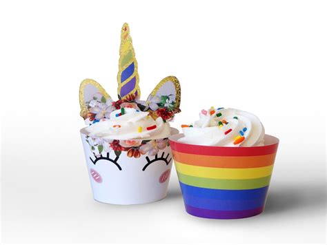 Printable Unicorn Cupcake Toppers And Unicorn Cupcake Etsy