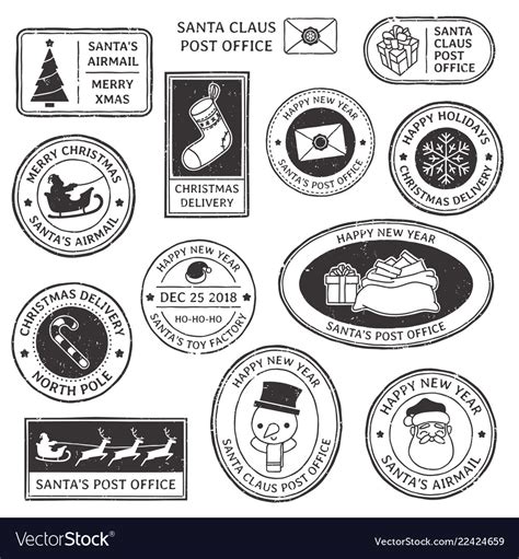 Christmas Stamp Vintage Santa Claus Postmark Vector Image