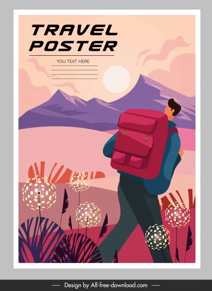 Travel Poster Template Colorful Classical Decor Vector Abstract Free