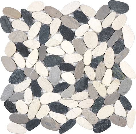 Tranquil Cool Blend Flat Pebble Mosaics Lint Tile