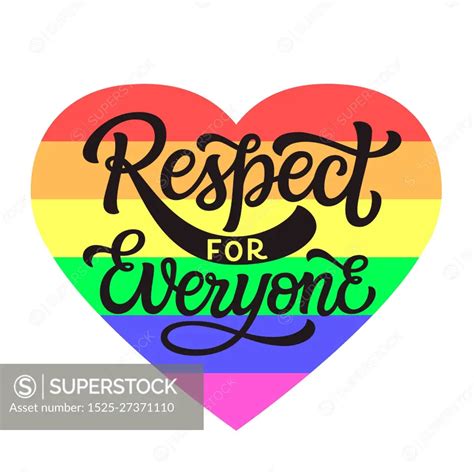 Respect For Everyone Hand Lettering Quote With Rainbow Heart Isolated