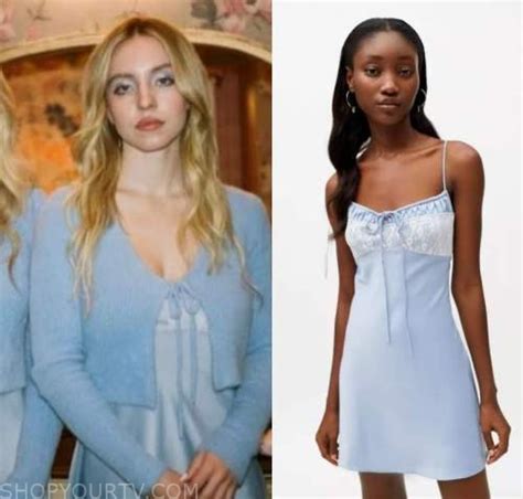 Euphoria Season 2 Episode 78 Cassies Blue Lace Tie Front Cami Dress