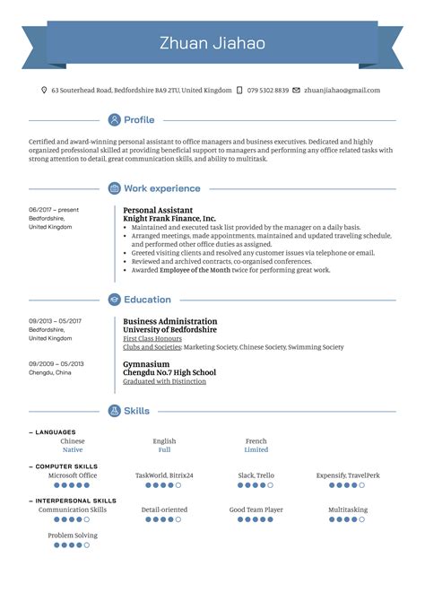 A proven job specific resume example + writing guide for landing your next job in 2021. Personal Assistant Resume Example | Kickresume