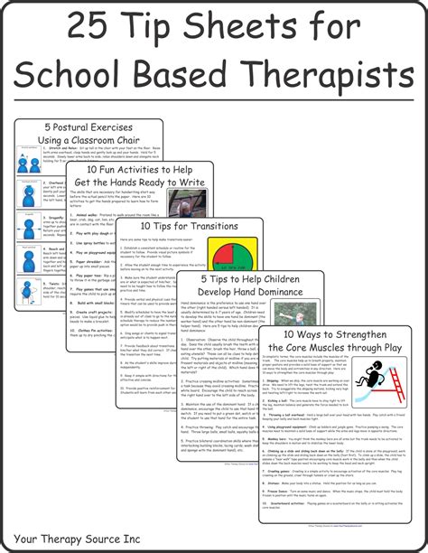 25 Tip Sheets For School Based Therapists Your Therapy Source