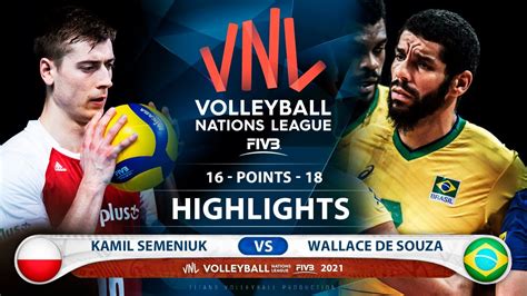 Poland Vs Brazil Vnl 2021 Highlights Kamil Semeniuk Vs Wallace De Souza Youtube