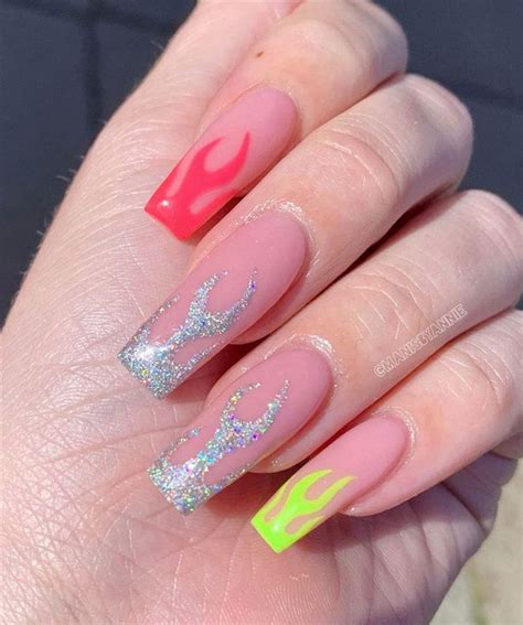 40 Cool Acrylic Flame Nails Designs The Newest Summer Manicure Trend