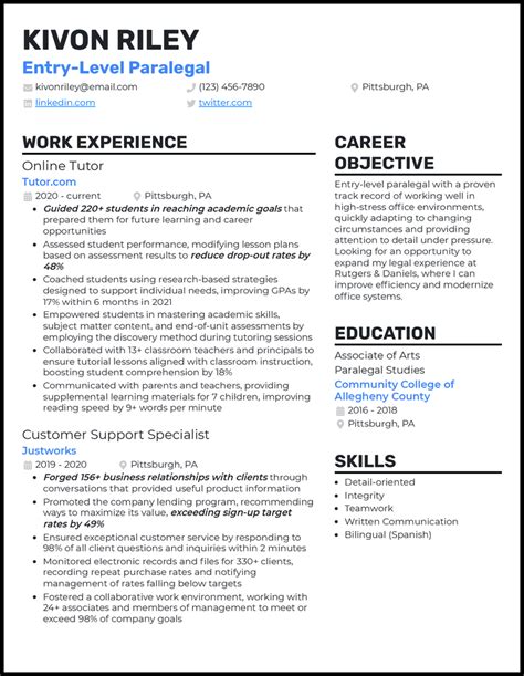 3 Entry Level Paralegal Resume Examples Working In 2024
