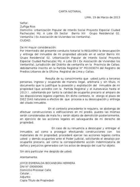 Modelo De Carta Notarial De Desalojo De Vivienda Recipes Site O