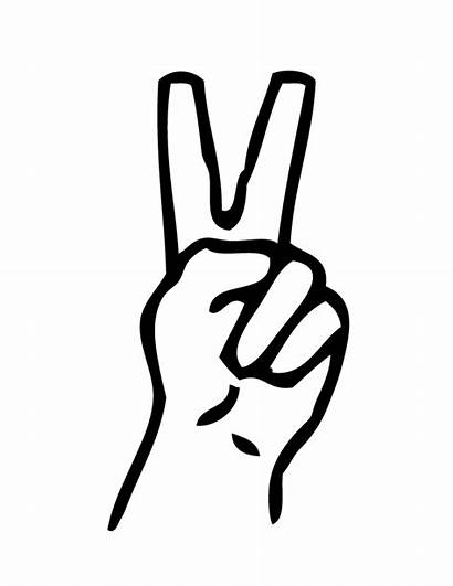 Peace Finger Sign Symbol Coloring Clipart Fingers