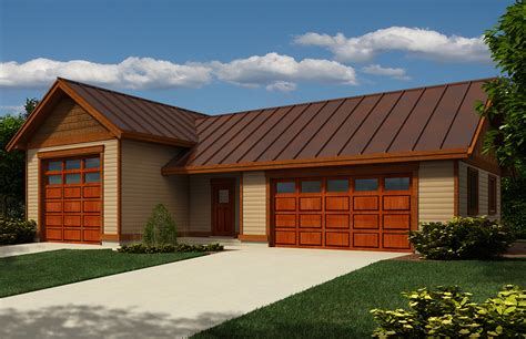 With two window openings and two door openings. RV Garage with Metal Roof - 9826SW | Architectural Designs - House Plans