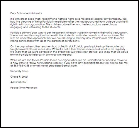 We did not find results for: Preschool Teacher Recommendation Letter Example | Letter ...