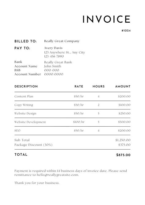 An Invoice Is Shown On The Front Of A White Sheet