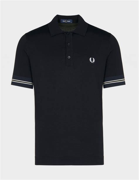 Mens Contrast Panel Polo Shirt Black Fred Perry Polo Shirts Mutrees