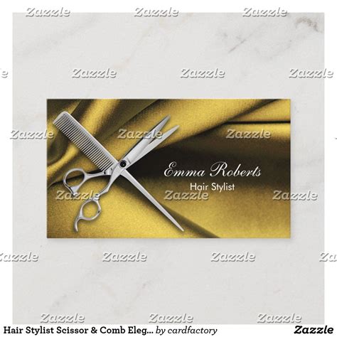 Hair Stylist Scissor And Comb Elegant Gold Business Card Hairstylist