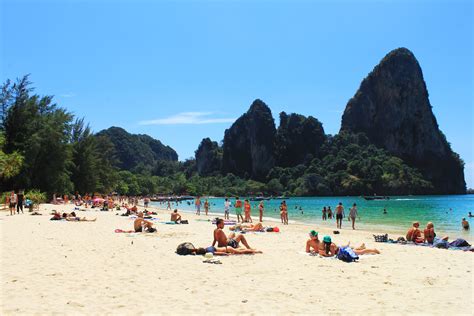 Soaking Up The Sun On Railay Beach Krabiaonang Thailand