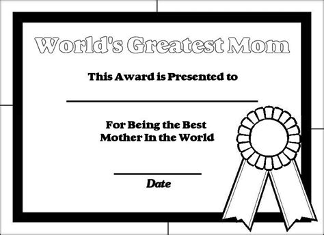 Printable Certificates For Moms
