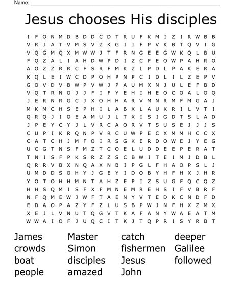 Jesus Chooses His Disciples Word Search Wordmint
