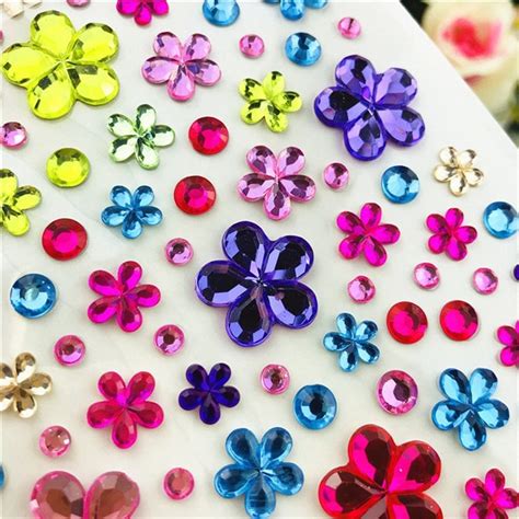 Self Adhesive Glitter Flower Crystal Gems Jewel Diamond Sticker