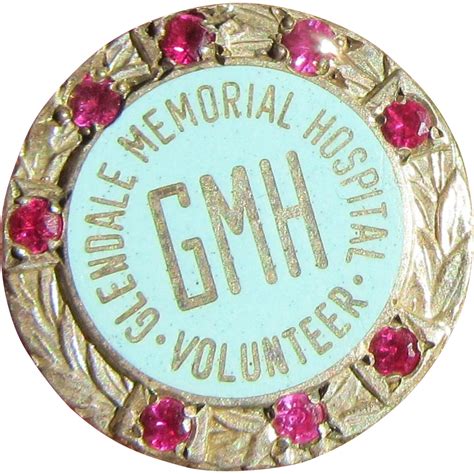 1940s Glendale Memorial Hospital Volunteer Pin Made Of Sterling