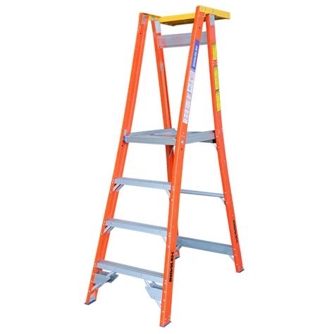 Each step is firmly welded to the frame. INDALEX Platform Ladder Heavy Duty Top Shelf - Ladder ...