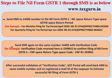 Sms Filing Of Nil Statement Of Form Gstr