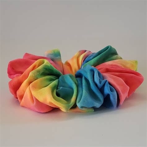 Large Rainbow Tie Dye Scrunchie Oversized Hair Scrunchie Etsy