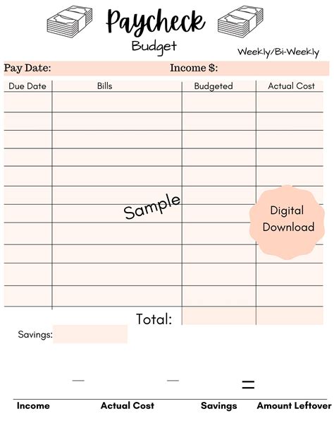 Free Printable Bi Weekly Budget Sheet - Printable Form, Templates and