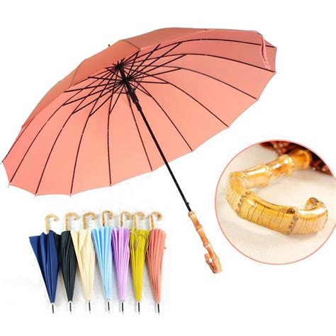 New Arrival Rainbow Umbrellas Rain Women Men Windproof 16k Steel Bamboo Handle Strong Long