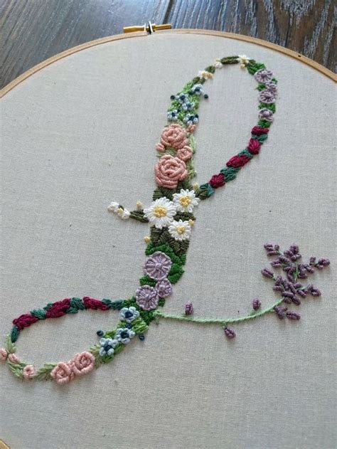 Hand Embroidered Letter Monogram Letter Floral Letter Etsy In 2020 Silk Ribbon Embroidery