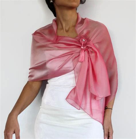 Pink Shoulder Stole Wrap Iridescent Pink Silk Chiffon Long Etsy Long Scarf Scarf Styles