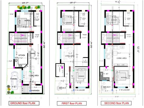 1000 Sq Ft 3 Floor House Plan 20x50 G2 House Plan With Car Parking