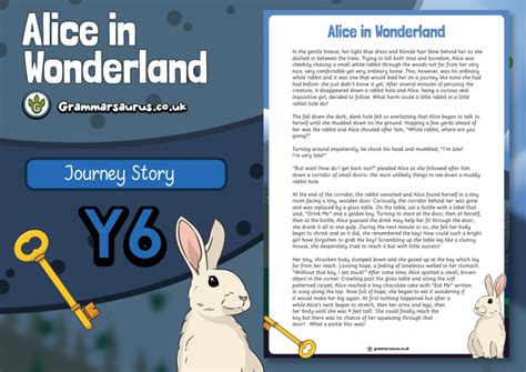 Year 6 Model Text Journey Story Alice In Wonderland Grammarsaurus