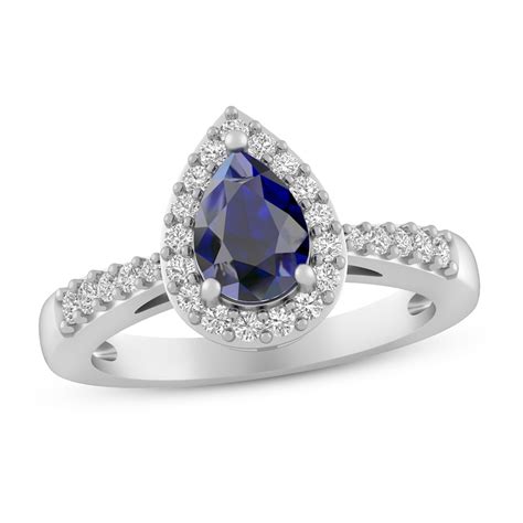 Blue And White Lab Created Sapphire Ring Sterling Silver Kay