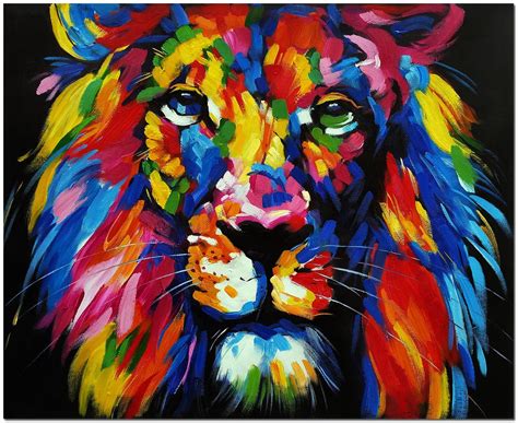 Stare Of A African Lion Signed Original Hand Painted Abstract