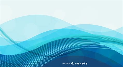Abstract Blue Background With Waves Vector Download