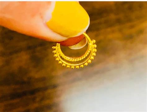 22k Gold Nose Ring Solid Gold Indian Nose Ring Nostril Ring Gold Nose Hoop Rajasthani Gold Nose