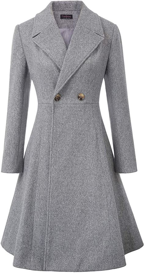 curlbiuty women swing double breasted wool pea coat winter long overcoat jacket ebay