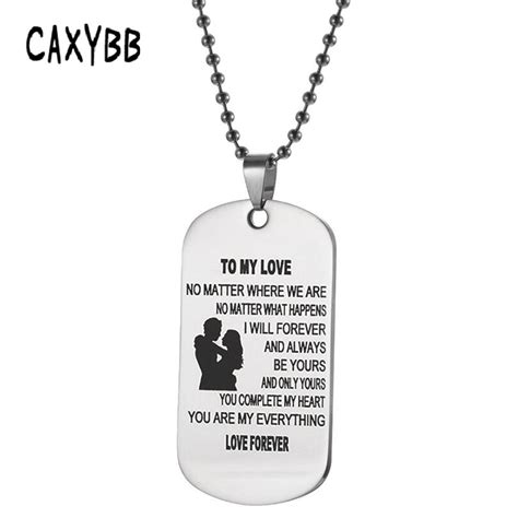 Caxyb Para O Meu Amor Colar De A O Inoxid Vel Casal Colar Tag C O