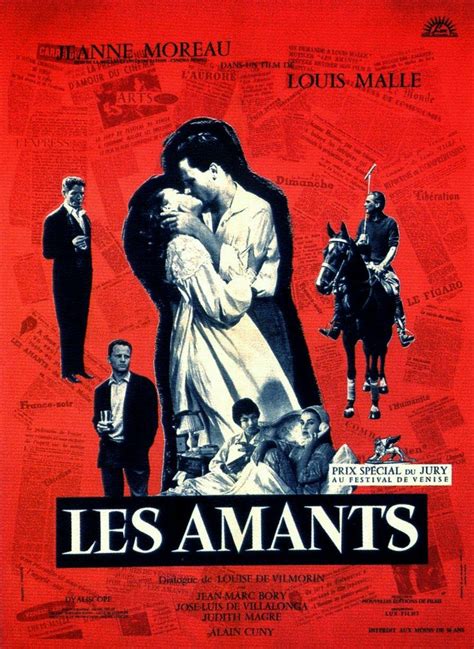 The Movie Poster For Les Amants Starring In French And English With