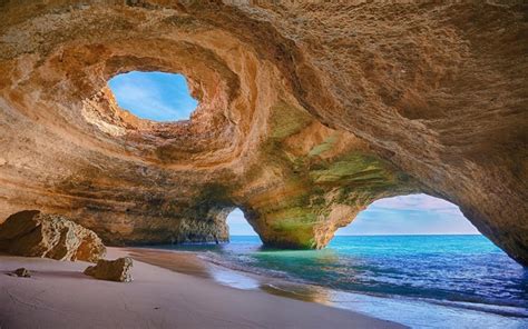 1920x1200 Portugal Cave Beach Rock Sand Sea Water Erosion Nature