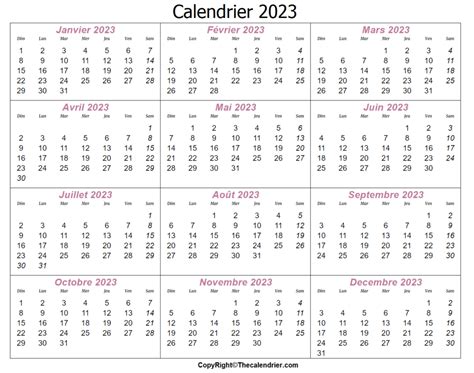 Calendrier 2023 Imprimable Modèle Gratuit Pdf And Mot